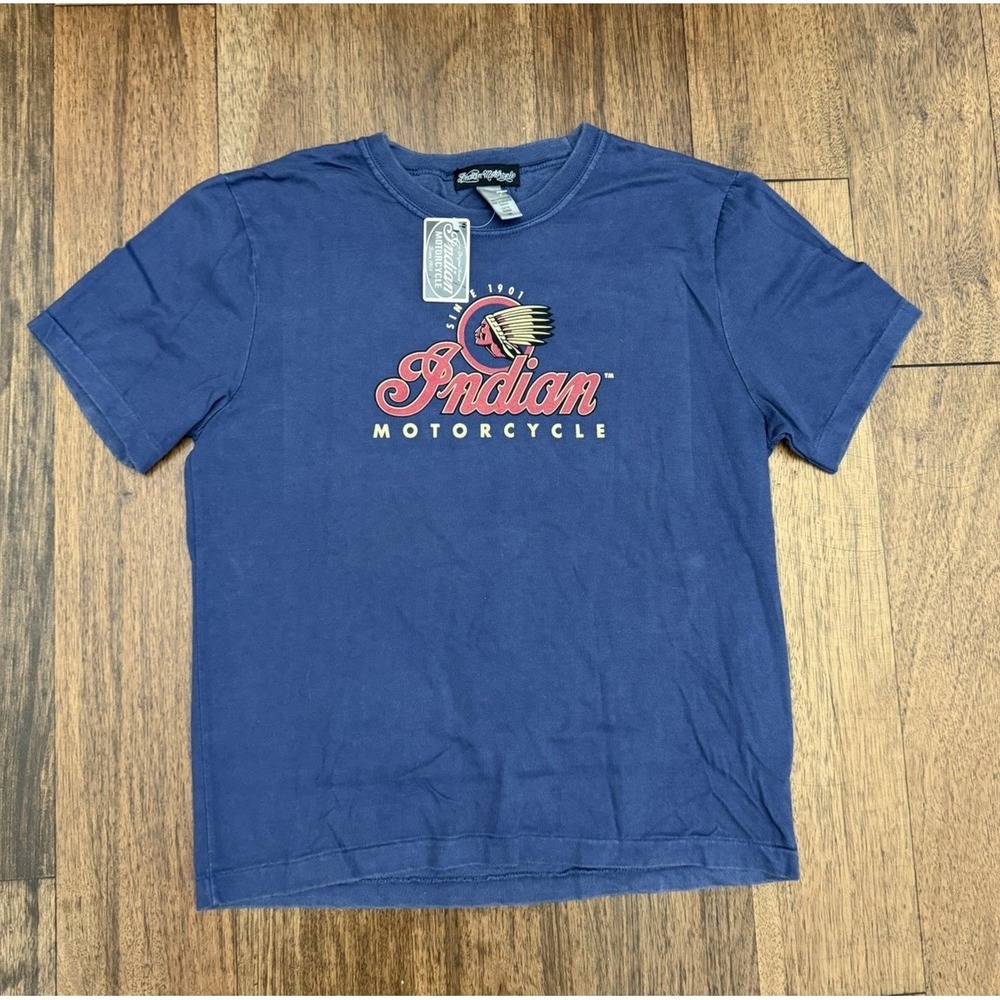 Indian Motorcycle Unisex Script Logo Tee, Navy Medium